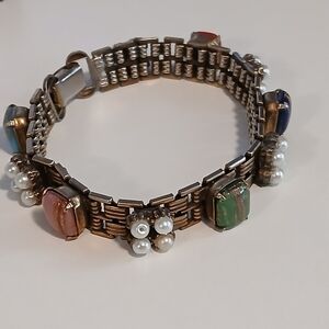 Vintage Brass(?)& Glass Bracelet